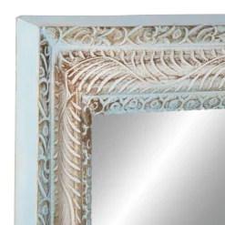 Kirkland's Home White And Blue Wood Frame Mirror, 32X48 In.- Framed Mirrors