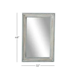 Kirkland's Home White And Blue Wood Frame Mirror, 32X48 In.- Framed Mirrors
