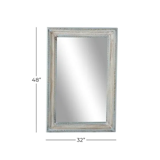 Kirkland's Home White And Blue Wood Frame Mirror, 32X48 In.- Framed Mirrors