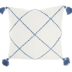 Kirkland's Home White And Blue Woven Dots Diamond Pillow- Pillows