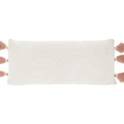 Kirkland's Home White And Blush Braided Stripe Lumbar Pillow- Pillows