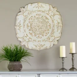 Kirkland's Home White And Bronze European Medallion Wall Plaque- Wall Plaques