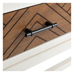 Kirkland's Home White And Brown Herringbone Console Table- Console Tables