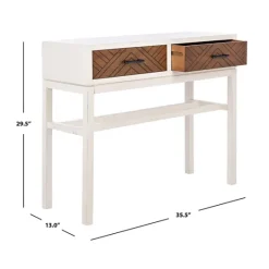 Kirkland's Home White And Brown Herringbone Console Table- Console Tables