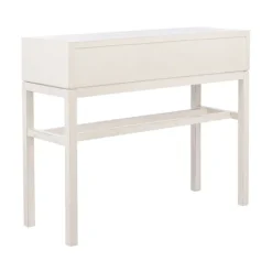 Kirkland's Home White And Brown Herringbone Console Table- Console Tables