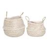 Kirkland's Home White And Brown Seagrass Woven Baskets, Set Of 2- Baskets & Boxes