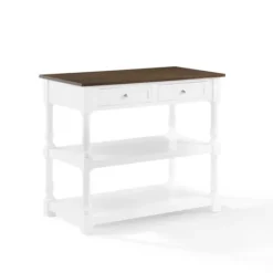 Kirkland's Home White And Brown Wood Kitchen Island- Kitchen Islands & Bar Carts