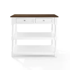 Kirkland's Home White And Brown Wood Kitchen Island- Kitchen Islands & Bar Carts