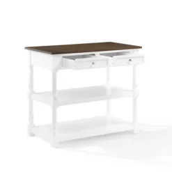 Kirkland's Home White And Brown Wood Kitchen Island- Kitchen Islands & Bar Carts