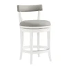 Kirkland's Home White And Faux Leather Swivel Counter Stool- Bar Stools & Counter Height Stools