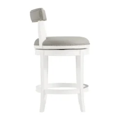 Kirkland's Home White And Faux Leather Swivel Counter Stool- Bar Stools & Counter Height Stools