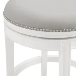 Kirkland's Home White And Faux Leather Swivel Counter Stool- Bar Stools & Counter Height Stools