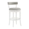 Kirkland's Home White And Faux Leather Swivel Bar Stool- Bar Stools & Counter Height Stools