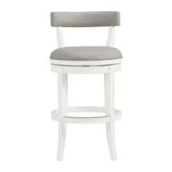 Kirkland's Home White And Faux Leather Swivel Bar Stool- Bar Stools & Counter Height Stools