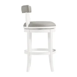 Kirkland's Home White And Faux Leather Swivel Bar Stool- Bar Stools & Counter Height Stools