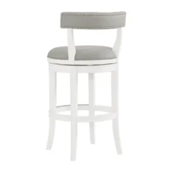 Kirkland's Home White And Faux Leather Swivel Bar Stool- Bar Stools & Counter Height Stools