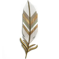 Kirkland's Home White And Gold Feather Wall Plaque- Wall Plaques