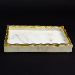 Kirkland's Home White And Gold Marble Vanity Tray- Decorative Trays