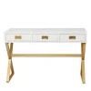 Kirkland's Home White And Gold Metal Desk With Outlets- Office Furniture