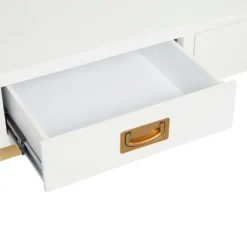 Kirkland's Home White And Gold Metal Desk With Outlets- Office Furniture