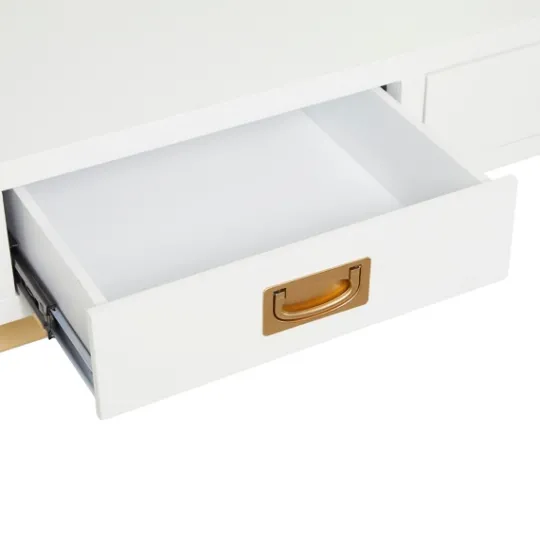 Kirkland's Home White And Gold Metal Desk With Outlets- Office Furniture