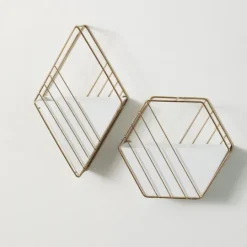 Kirkland's Home White And Gold Metal Wall Pockets, Set Of 2- Wall Storage