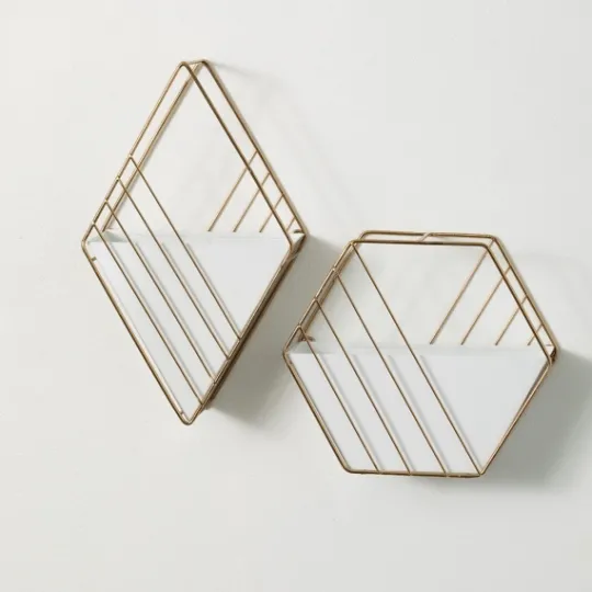 Kirkland's Home White And Gold Metal Wall Pockets, Set Of 2- Wall Storage