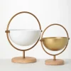 Kirkland's Home White And Gold Spherical Frame Bowls, Set Of 2- Decorative Bowls & Jars