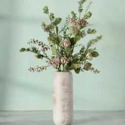 Kirkland's Home White And Gold Wood Cylinder Vase, 12 In.- Vases