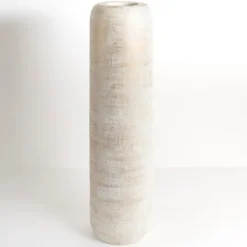 Kirkland's Home White And Gold Wood Cylinder Vase, 32 In.- Vases