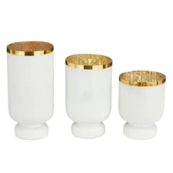 Kirkland's Home White And Golden Goblet 3-Pc. Candle Holder Set- Candle Holders