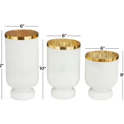 Kirkland's Home White And Golden Goblet 3-Pc. Candle Holder Set- Candle Holders