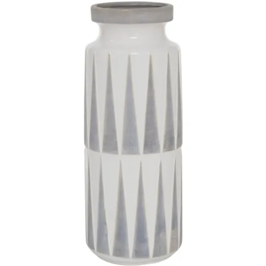 Kirkland's Home White And Gray Geometric Triangle Vase, 17 In.- Vases