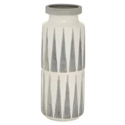 Kirkland's Home White And Gray Geometric Triangle Vase, 17 In.- Vases