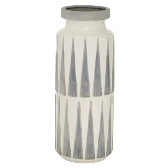 Kirkland's Home White And Gray Geometric Triangle Vase, 17 In.- Vases