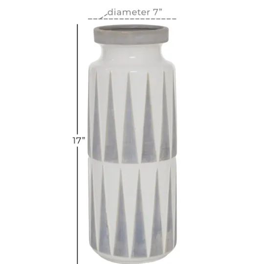 Kirkland's Home White And Gray Geometric Triangle Vase, 17 In.- Vases