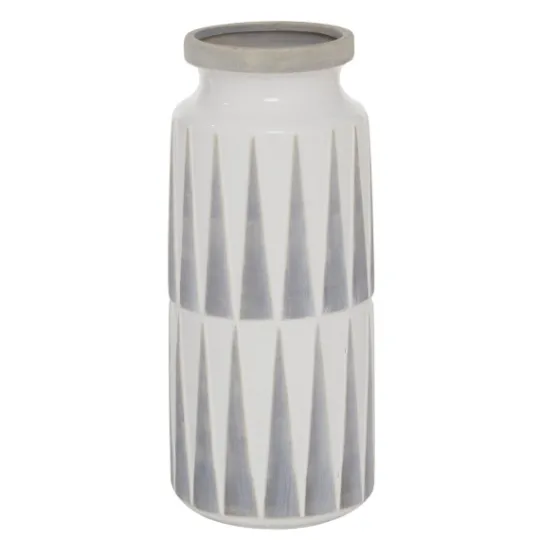 Kirkland's Home White And Gray Geometric Triangle Vase, 13 In.- Vases