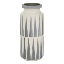 Kirkland's Home White And Gray Geometric Triangle Vase, 13 In.- Vases