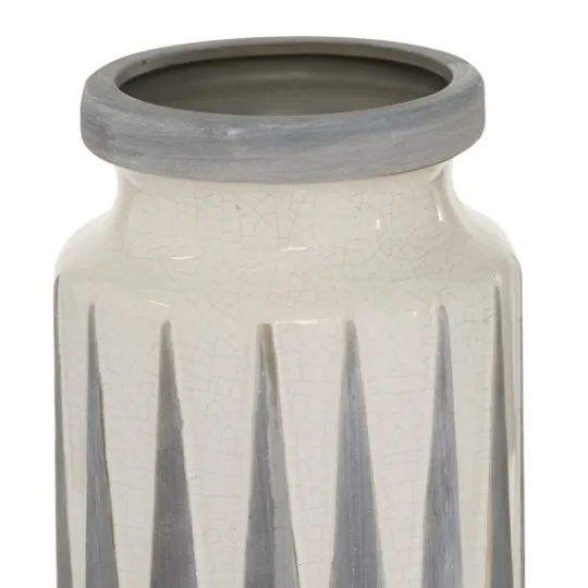 Kirkland's Home White And Gray Geometric Triangle Vase, 13 In.- Vases
