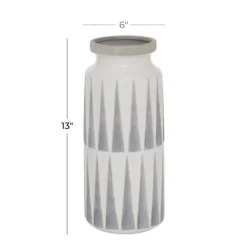 Kirkland's Home White And Gray Geometric Triangle Vase, 13 In.- Vases
