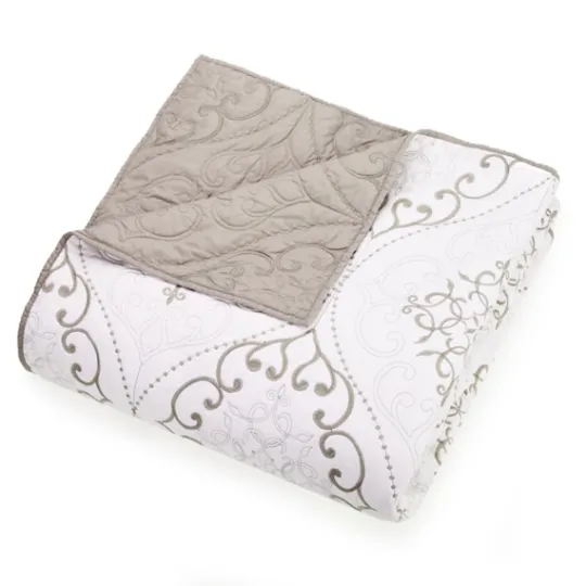 Kirkland's Home White And Gray Pattern 3-Pc. King Quilt Set- Quilts