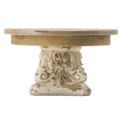 Kirkland's Home White And Natural Round Plate Stand- Decorative Trays