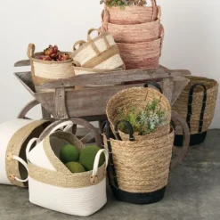 Kirkland's Home White And Natural Seagrass Woven Baskets, Set Of 3- Baskets & Boxes