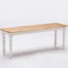 Kirkland's Home White And Natural Wood Dining Bench- Dining Chairs