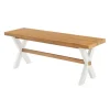 Kirkland's Home White And Natural Wood X-Frame Dining Bench- Dining Chairs