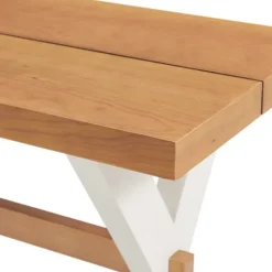 Kirkland's Home White And Natural Wood X-Frame Dining Bench- Dining Chairs