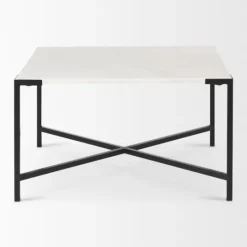 Kirkland's Home White And Onyx Marble Top Square Coffee Table- Coffee Tables