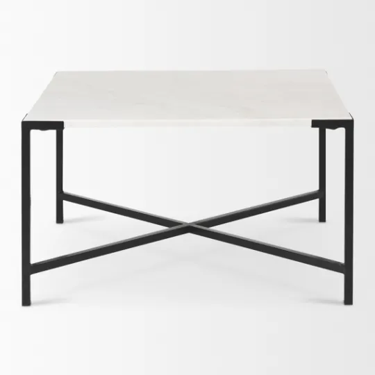 Kirkland's Home White And Onyx Marble Top Square Coffee Table- Coffee Tables