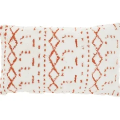 Kirkland's Home White And Orange Tufted Geo Lumbar Pillow- Pillows