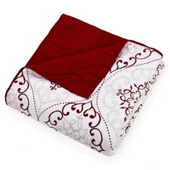 Kirkland's Home White And Red Pattern 3-Pc. King Quilt Set- Quilts